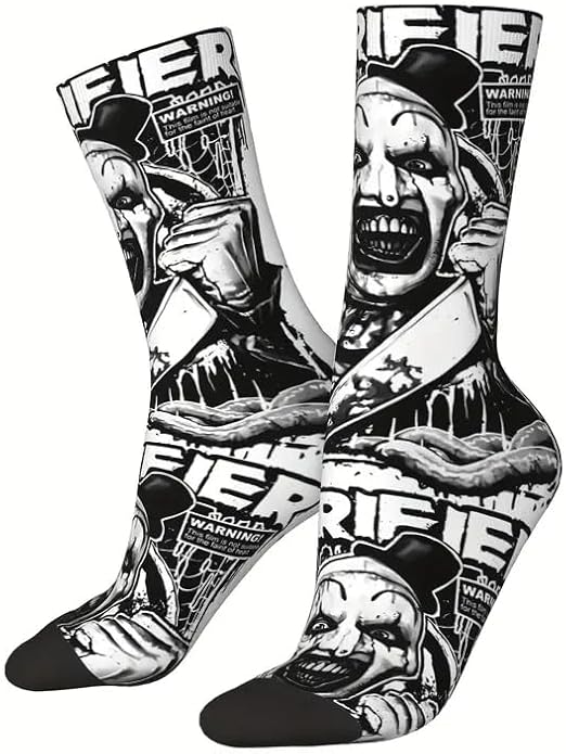 Chaussettes Art The Clown de Terrifier Horror Slash Movie Film Unisexe, Noir , Medium