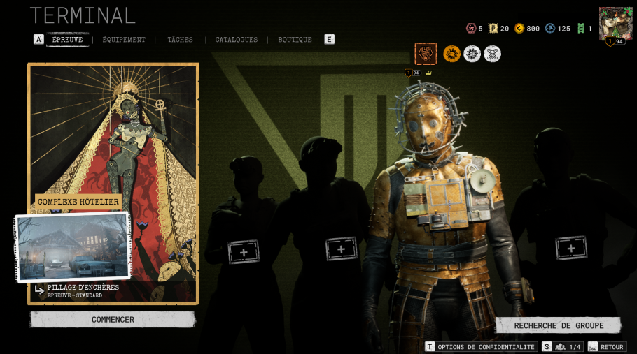 Sélection de la mission Pillage d'enchères